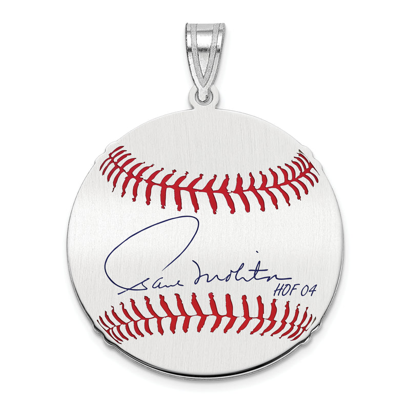Sterling Silver Rhodium plated Paul Molitor Hall of Fame Signature Medium Epoxy Baseball Pendant