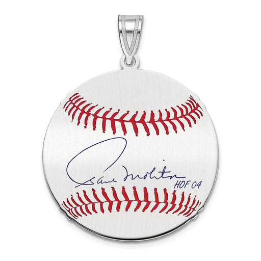 Sterling Silver Rhodium plated Paul Molitor Hall of Fame Signature Medium Epoxy Baseball Pendant