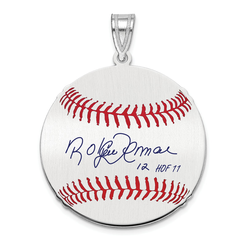 Sterling Silver Rhodium plated Roberto Alomar Hall of Fame Signature Medium Epoxy Baseball Pendant