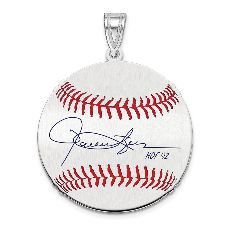 Sterling Silver Rhodium plated Roland ROLLIE Fingers Hall of Fame Signature Medium Epoxy Baseball Pendant