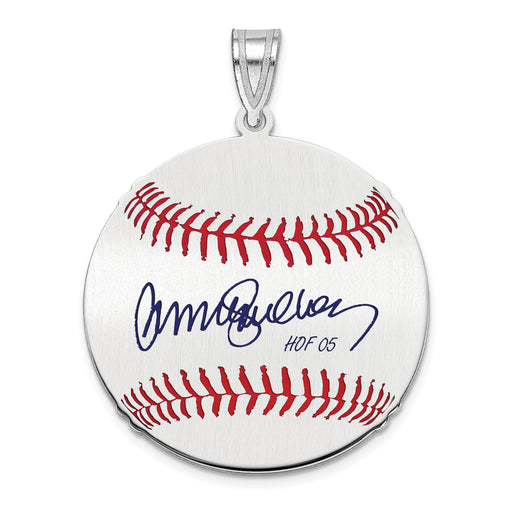 Sterling Silver Rhodium plated Ryne Sandberg Hall of Fame Signature Medium Epoxy Baseball Pendant