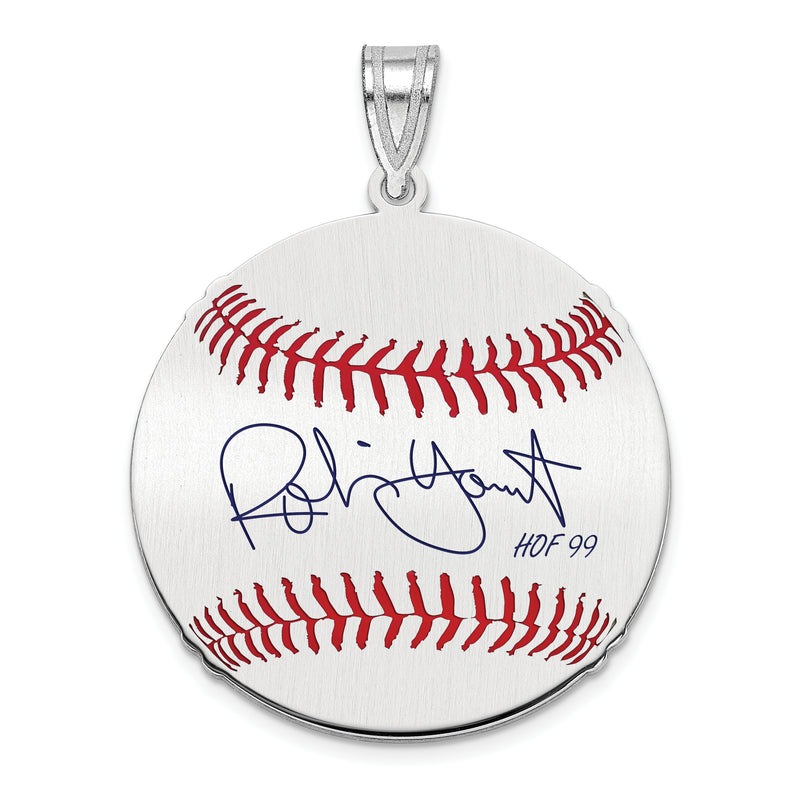 Sterling Silver Rhodium plated Robin Yount Hall of Fame Signature Medium Epoxy Baseball Pendant