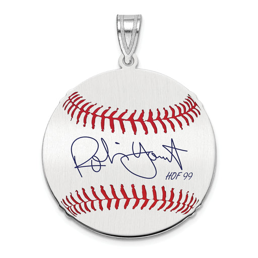 Sterling Silver Rhodium plated Robin Yount Hall of Fame Signature Medium Epoxy Baseball Pendant