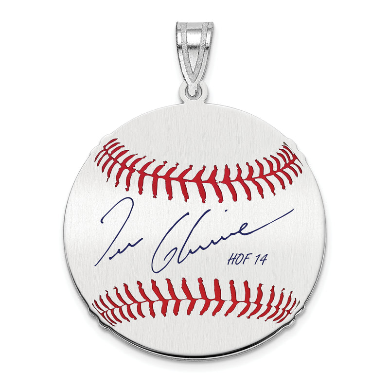 Sterling Silver Rhodium plated Tom Glavine Hall of Fame Signature Medium Epoxy Baseball Pendant
