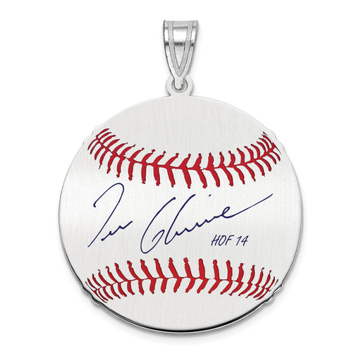 Sterling Silver Rhodium plated Tom Glavine Hall of Fame Signature Medium Epoxy Baseball Pendant