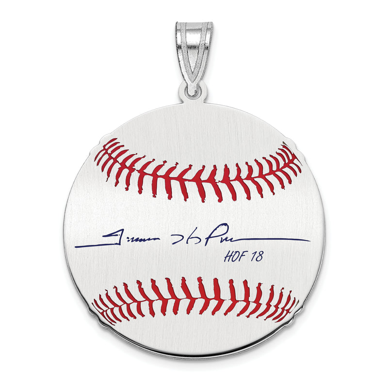 Sterling Silver Rhodium plated Trevor Hoffman Hall of Fame Signature Medium Epoxy Baseball Pendant