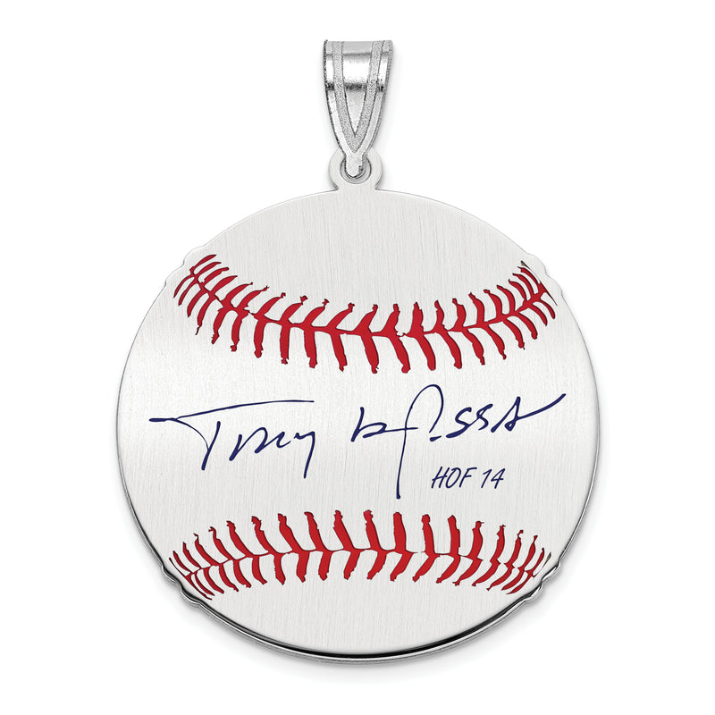 Sterling Silver Rhodium plated Tony La Russa Hall of Fame Signature Medium Epoxy Baseball Pendant
