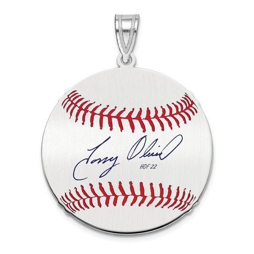 Sterling Silver Rhodium plated Tony Oliva Hall of Fame Signature Medium Epoxy Baseball Pendant