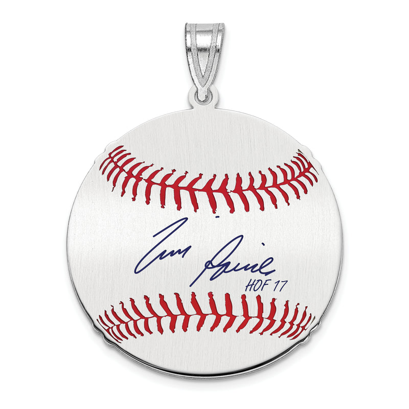 Sterling Silver Rhodium plated Tim Raines Hall of Fame Signature Medium Epoxy Baseball Pendant