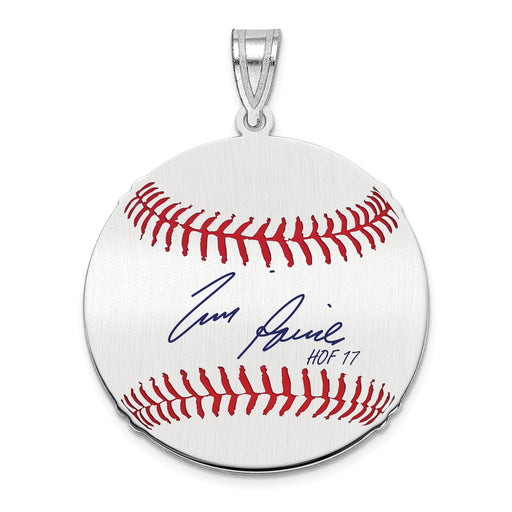 Sterling Silver Rhodium plated Tim Raines Hall of Fame Signature Medium Epoxy Baseball Pendant