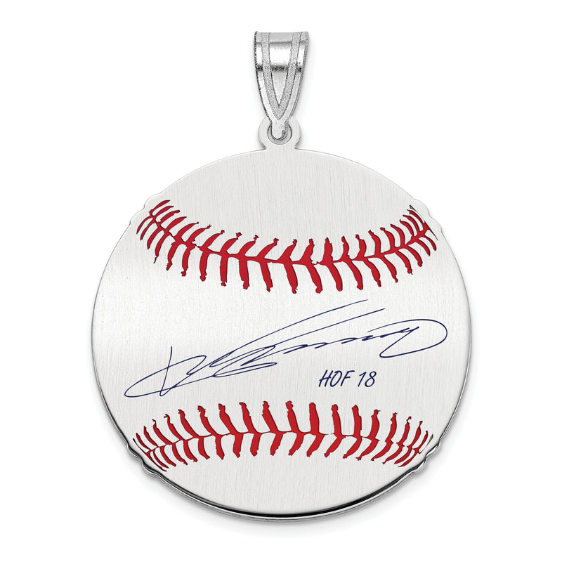 Sterling Silver Rhodium plated Vladimir Guerrero Hall of Fame Signature Medium Epoxy Baseball Pendant