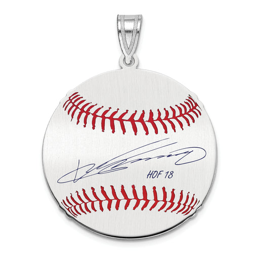 Sterling Silver Rhodium plated Vladimir Guerrero Hall of Fame Signature Medium Epoxy Baseball Pendant