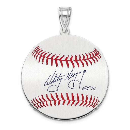 Sterling Silver Rhodium plated Whitey Herzog Hall of Fame Signature Medium Epoxy Baseball Pendant