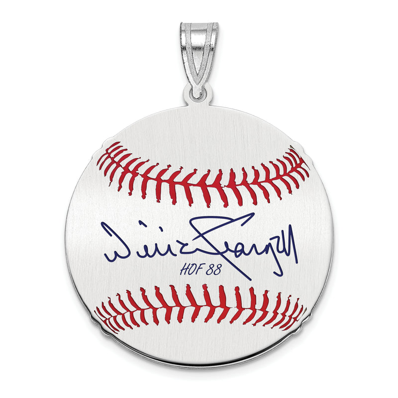 Sterling Silver Rhodium plated Wilver WILLIE Stargell Hall of Fame Signature Medium Epoxy Baseball Pendant