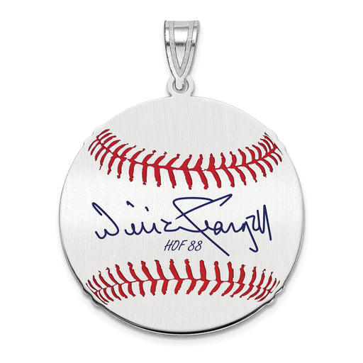 Sterling Silver Rhodium plated Wilver WILLIE Stargell Hall of Fame Signature Medium Epoxy Baseball Pendant