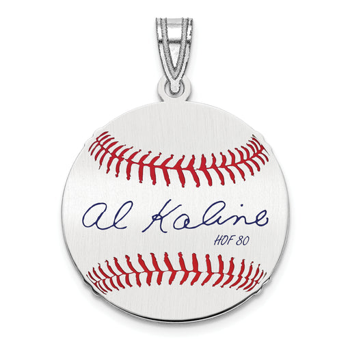 Sterling Silver Rhodium plated Al Kaline Hall of Fame Signature Small Epoxy Baseball Pendant