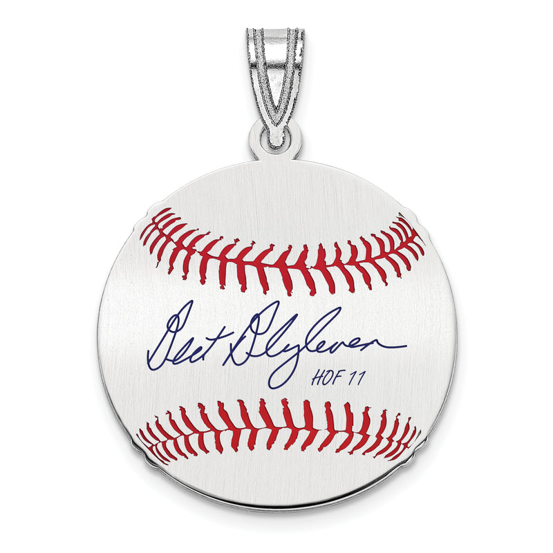 Sterling Silver Rhodium plated Bert Blyleven Hall of Fame Signature Small Epoxy Baseball Pendant