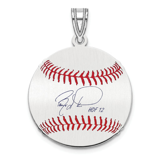 Sterling Silver Rhodium plated Barry Larkin Hall of Fame Signature Small Epoxy Baseball Pendant