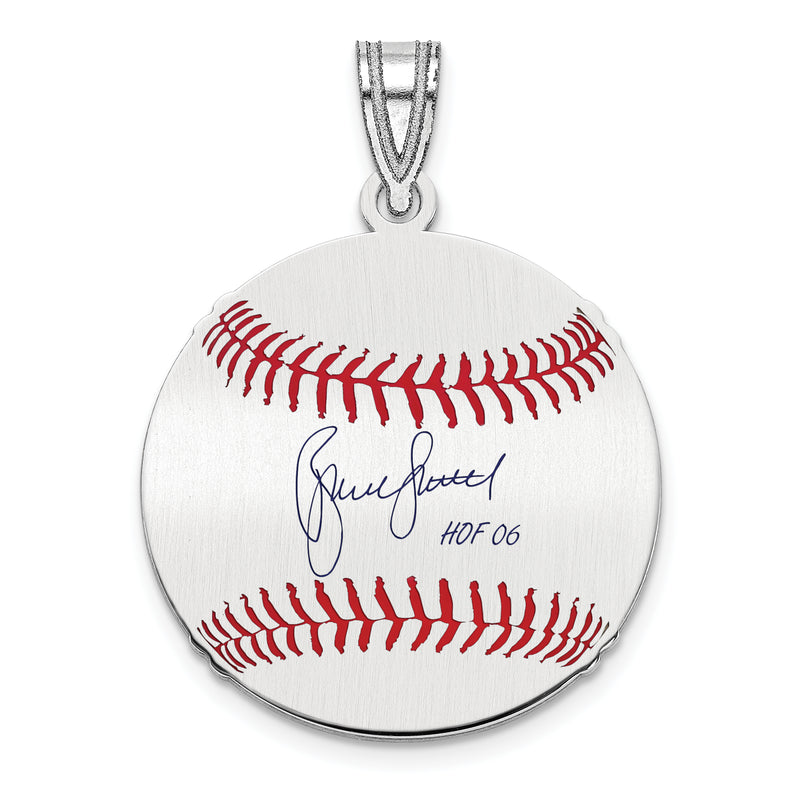 Sterling Silver Rhodium plated Bruce Sutter Hall of Fame Signature Small Epoxy Baseball Pendant