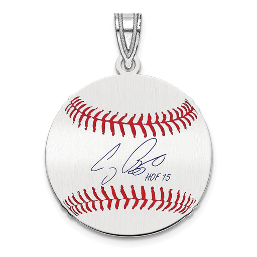 Sterling Silver Rhodium plated Craig Biggio Hall of Fame Signature Small Epoxy Baseball Pendant