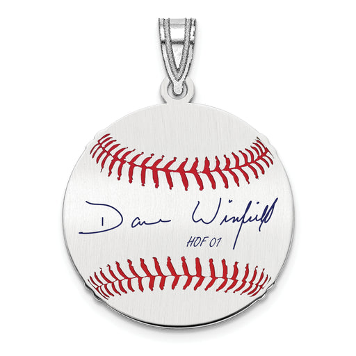Sterling Silver Rhodium plated Dave Winfield Hall of Fame Signature Small Epoxy Baseball Pendant
