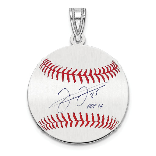 Sterling Silver Rhodium plated Frank Thomas Hall of Fame Signature Small Epoxy Baseball Pendant