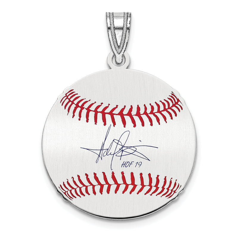 Sterling Silver Rhodium plated Harold Baines Hall of Fame Signature Small Epoxy Baseball Pendant