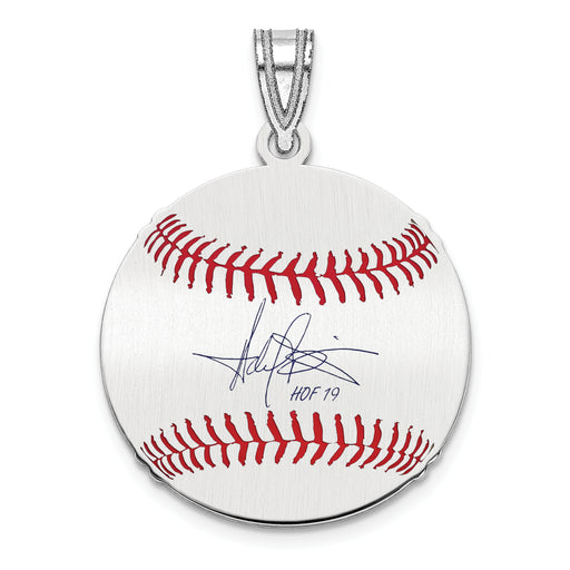 Sterling Silver Rhodium plated Harold Baines Hall of Fame Signature Small Epoxy Baseball Pendant