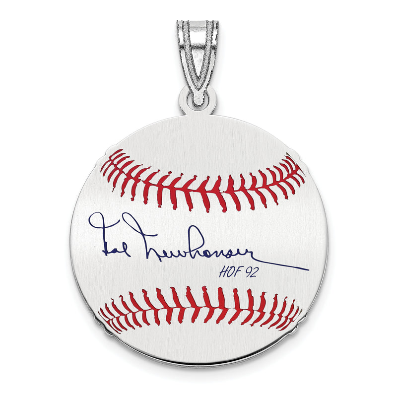 Sterling Silver Rhodium plated Hal Newhouser Hall of Fame Signature Small Epoxy Baseball Pendant