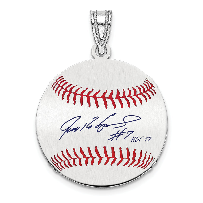 Sterling Silver Rhodium plated Ivan PUDGE Rodriguez Hall of Fame Signature Small Epoxy Baseball Penda