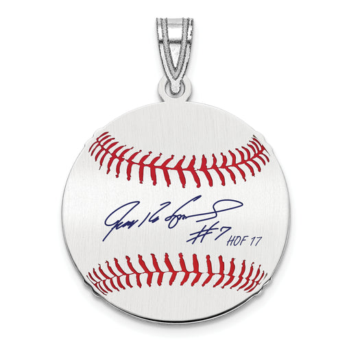 Sterling Silver Rhodium plated Ivan PUDGE Rodriguez Hall of Fame Signature Small Epoxy Baseball Penda