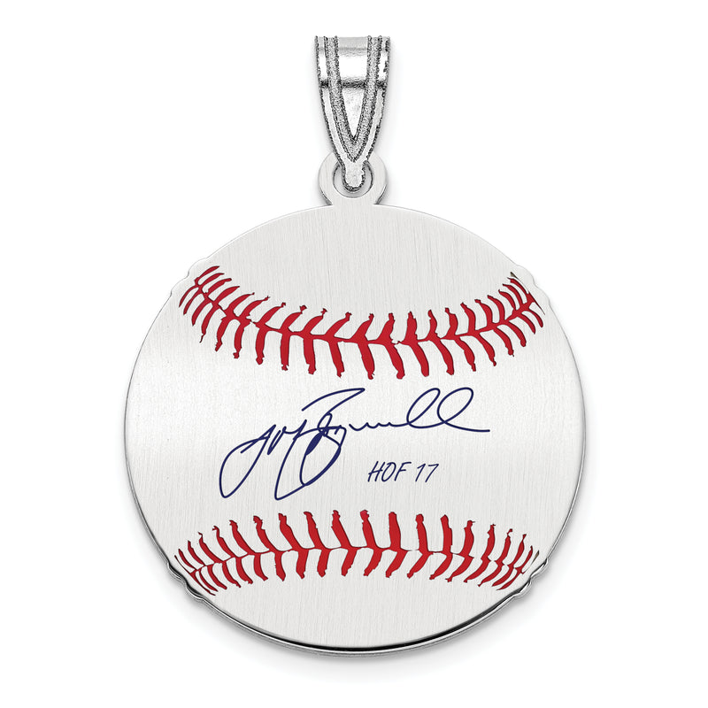 Sterling Silver Rhodium plated Jeff Bagwell Hall of Fame Signature Small Epoxy Baseball Pendant