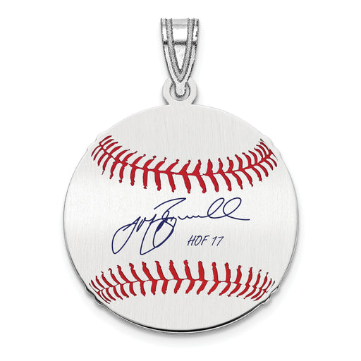 Sterling Silver Rhodium plated Jeff Bagwell Hall of Fame Signature Small Epoxy Baseball Pendant