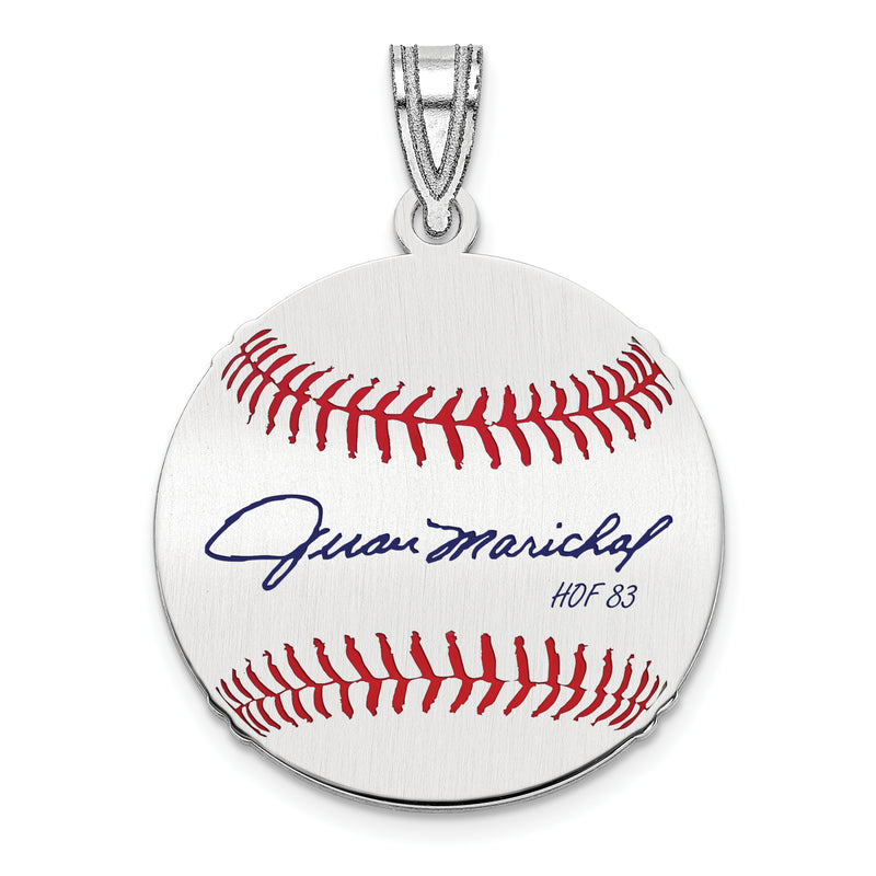 Sterling Silver Rhodium plated Juan Marichal Hall of Fame Signature Small Epoxy Baseball Pendant