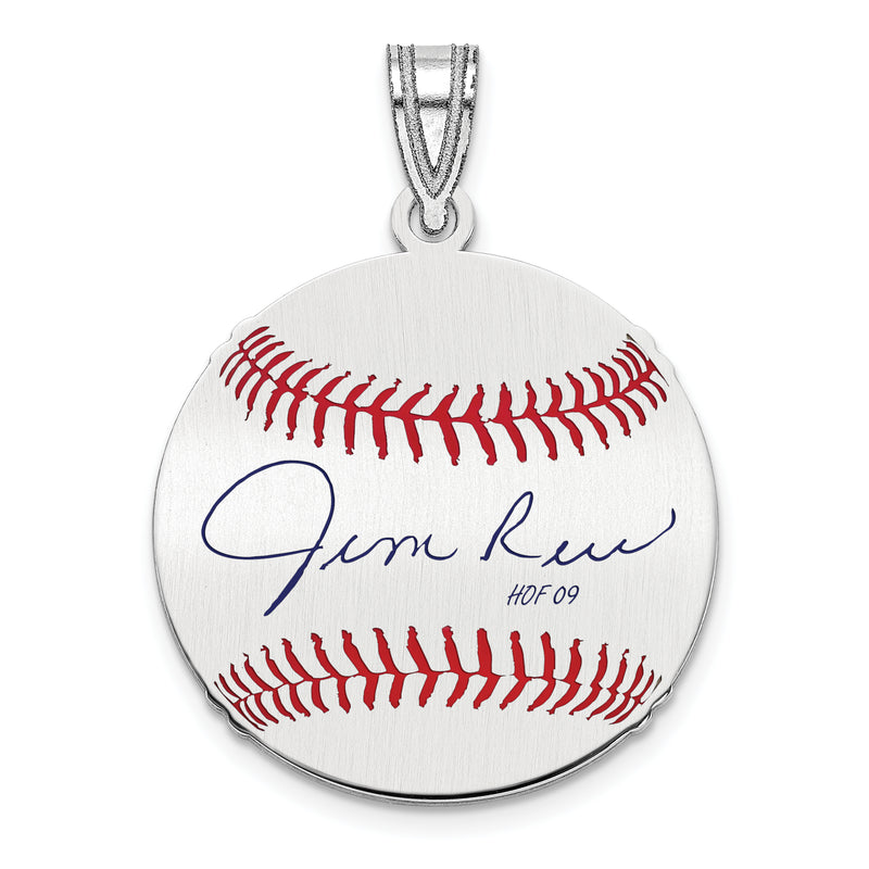 Sterling Silver Rhodium plated James JIM Rice Hall of Fame Signature Small Epoxy Baseball Pendant
