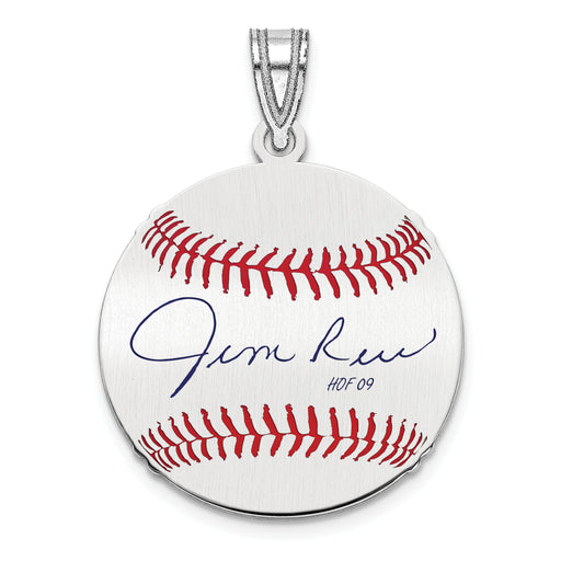 Sterling Silver Rhodium plated James JIM Rice Hall of Fame Signature Small Epoxy Baseball Pendant