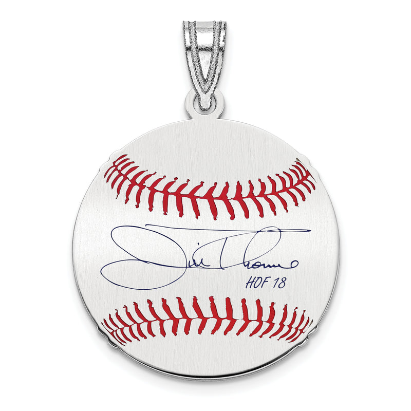 Sterling Silver Rhodium plated James JIM Thome Hall of Fame Signature Small Epoxy Baseball Pendant