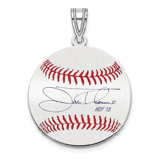 Sterling Silver Rhodium plated James JIM Thome Hall of Fame Signature Small Epoxy Baseball Pendant