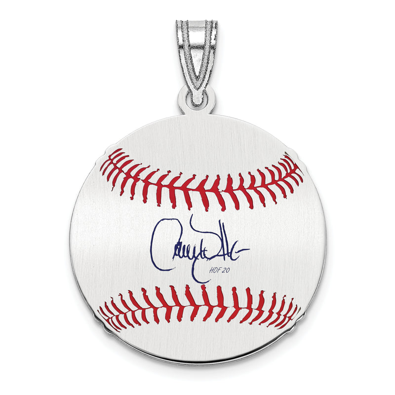 Sterling Silver Rhodium plated Larry Walker Hall of Fame Signature Small Epoxy Baseball Pendant