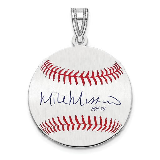 Sterling Silver Rhodium plated Mike Mussina Hall of Fame Signature Small Epoxy Baseball Pendant