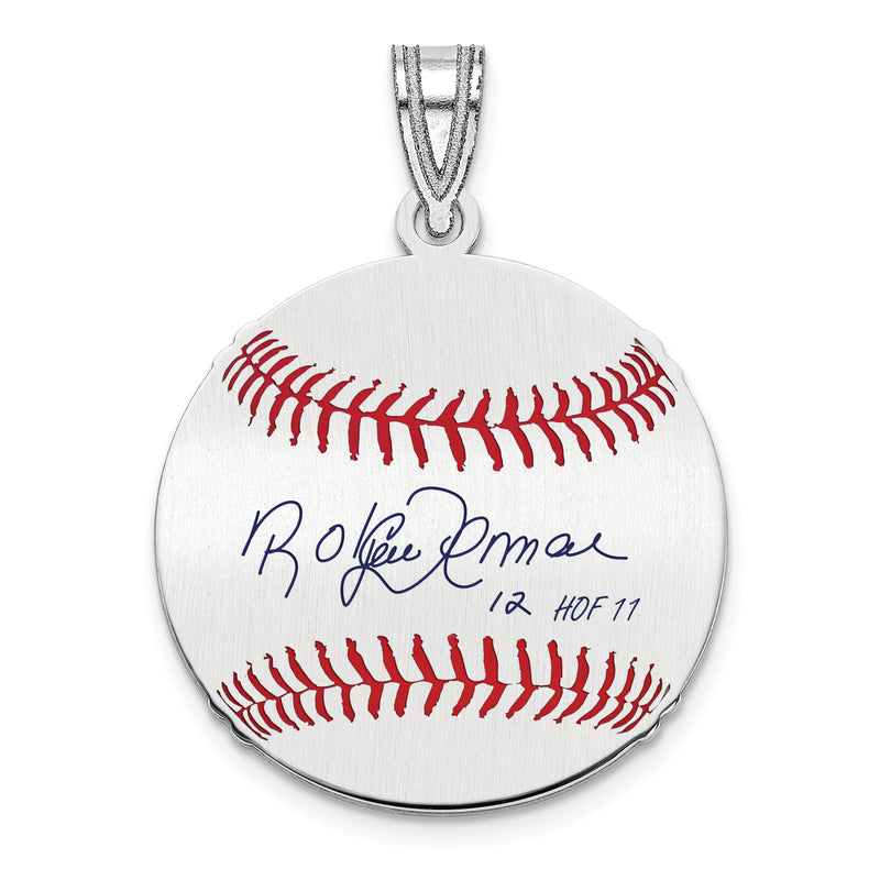 Sterling Silver Rhodium plated Roberto Alomar Hall of Fame Signature Small Epoxy Baseball Pendant