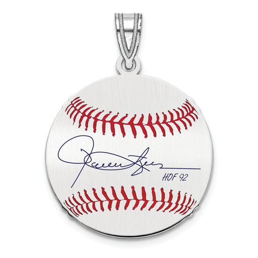 Sterling Silver Rhodium plated Roland ROLLIE Fingers Hall of Fame Signature Small Epoxy Baseball Pendant