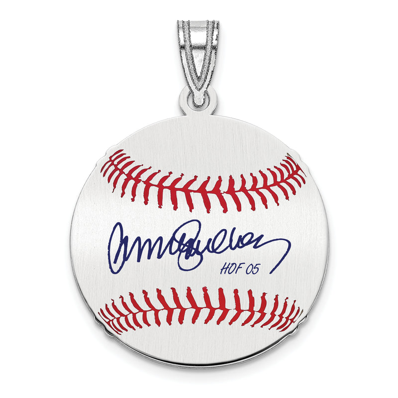 Sterling Silver Rhodium plated Ryne Sandberg Hall of Fame Signature Small Epoxy Baseball Pendant