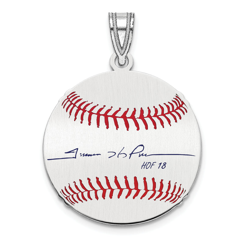 Sterling Silver Rhodium plated Trevor Hoffman Hall of Fame Signature Small Epoxy Baseball Pendant