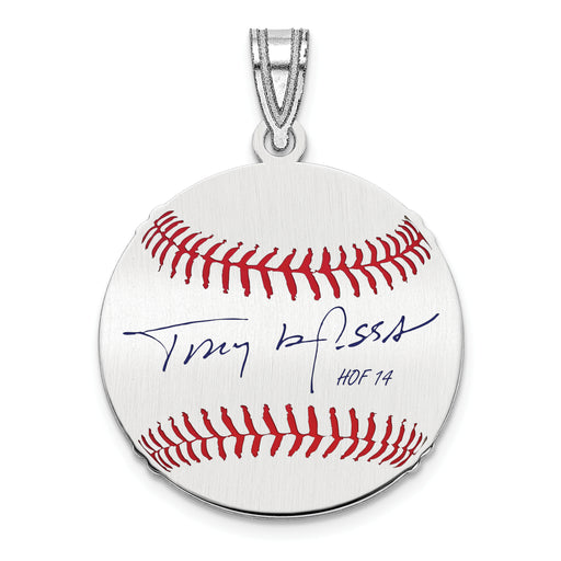 Sterling Silver Rhodium plated Tony La Russa Hall of Fame Signature Small Epoxy Baseball Pendant