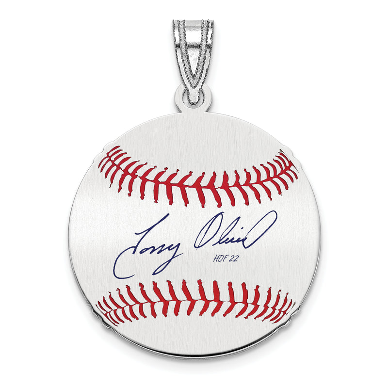 Sterling Silver Rhodium plated Tony Oliva Hall of Fame Signature Small Epoxy Baseball Pendant
