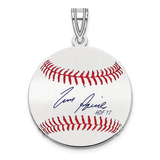 Sterling Silver Rhodium plated Tim Raines Hall of Fame Signature Small Epoxy Baseball Pendant
