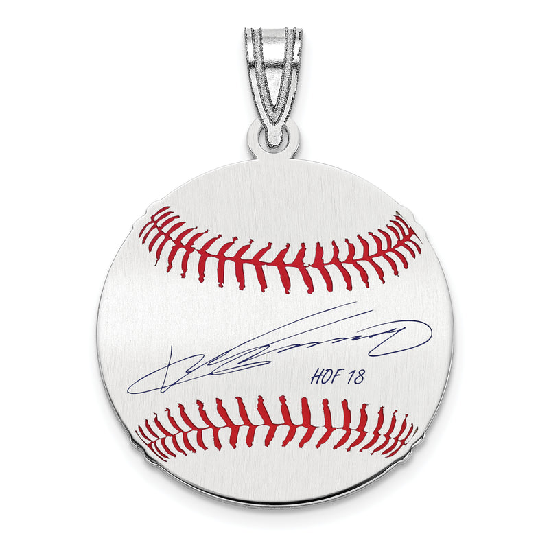 Sterling Silver Rhodium plated Vladimir Guerrero Hall of Fame Signature Small Epoxy Baseball Pendant