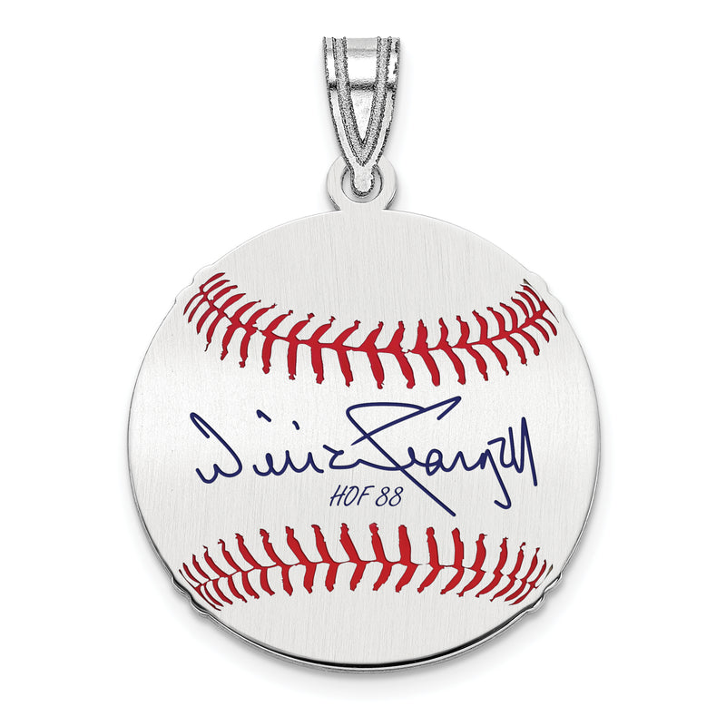 Sterling Silver Rhodium plated Wilver WILLIE Stargell Hall of Fame Signature Small Epoxy Baseball Pendant