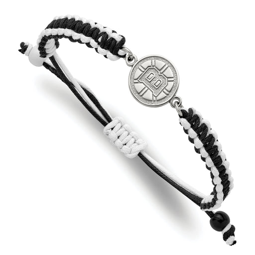 Stainless Steel NHL LogoArt Boston Bruins Adjustable Cord Bracelet